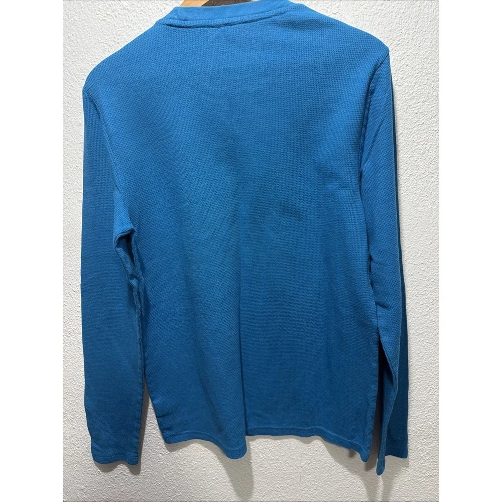 Aeropostale Shirt Mens L Blue Thermal Waffle Knit Long Sleeve Crewneck Tee